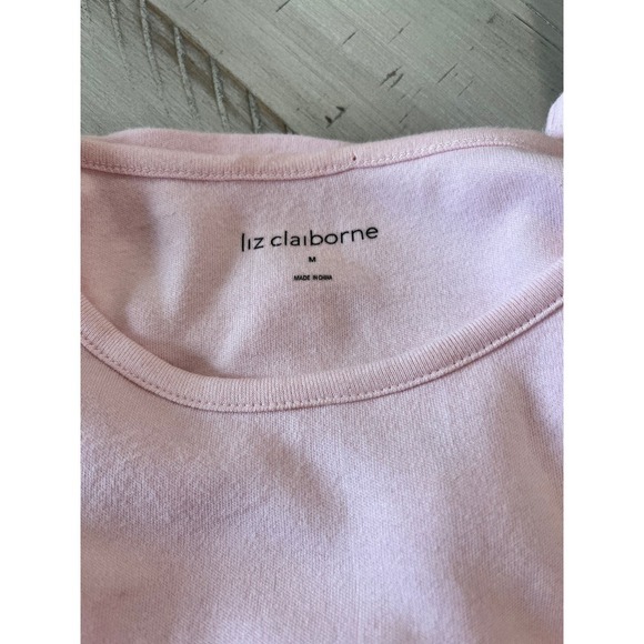 Liz Claiborne T-Shirt Long Sleeve Pale Pink Love Sequin Graphic Womens Medium​ - Picture 4 of 6